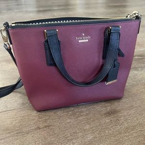 Kate Spade burgundy w/ black accents mini tote bag